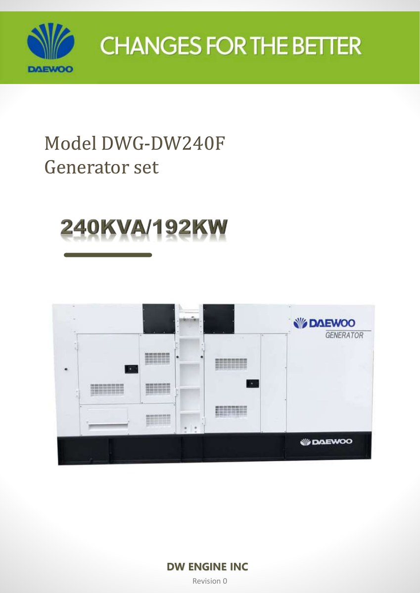 Daewoo DWG-DW240F generator