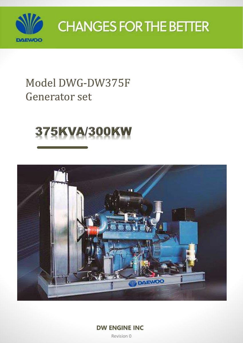 Daewoo DWG-DW375F generator