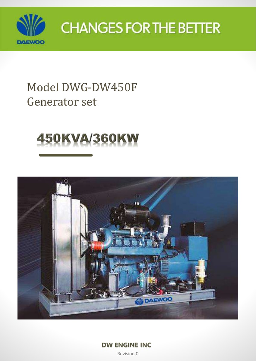 DWG-DW450F Daewoo Generator