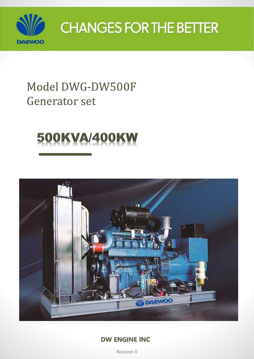 DWG-DW500F Daewoo Generator