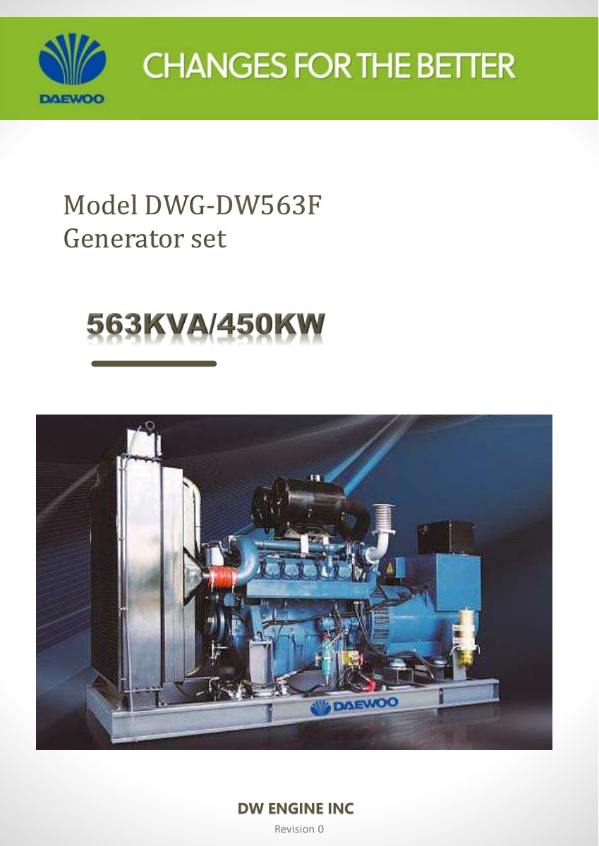 DWG-DW563F Daewoo Generator