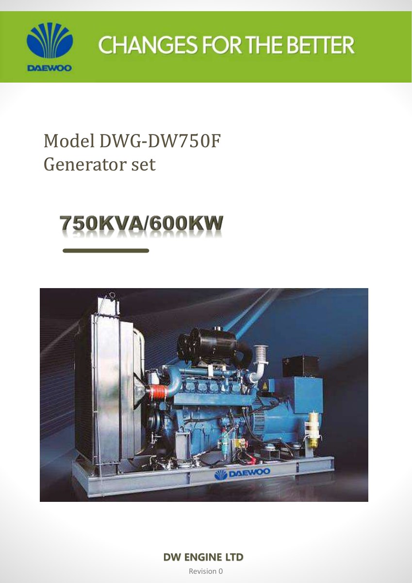 DWG-DW750F Daewoo Generator